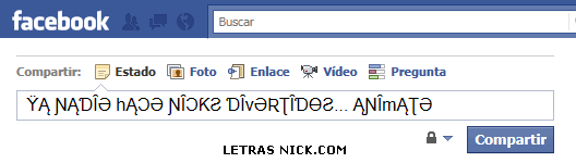 letras grandes para el nick de Facebook