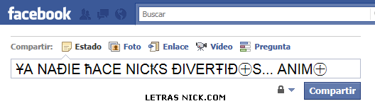 letras nick creador de Facebook