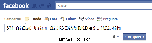 letras nick msn de Facebook