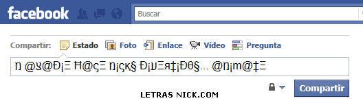 letras para nick msn de Facebook
